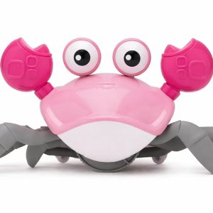 Crawling Crab Toy for Babies & Toddlers | Rechargeable Musical Moving Toy with LED Lights | Sensor Obstacle Avoidance Tummy Time Toy | Interactive Educational Gift for Kids 6 Months+